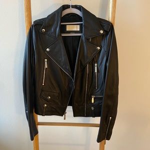 Real leather moto jacket